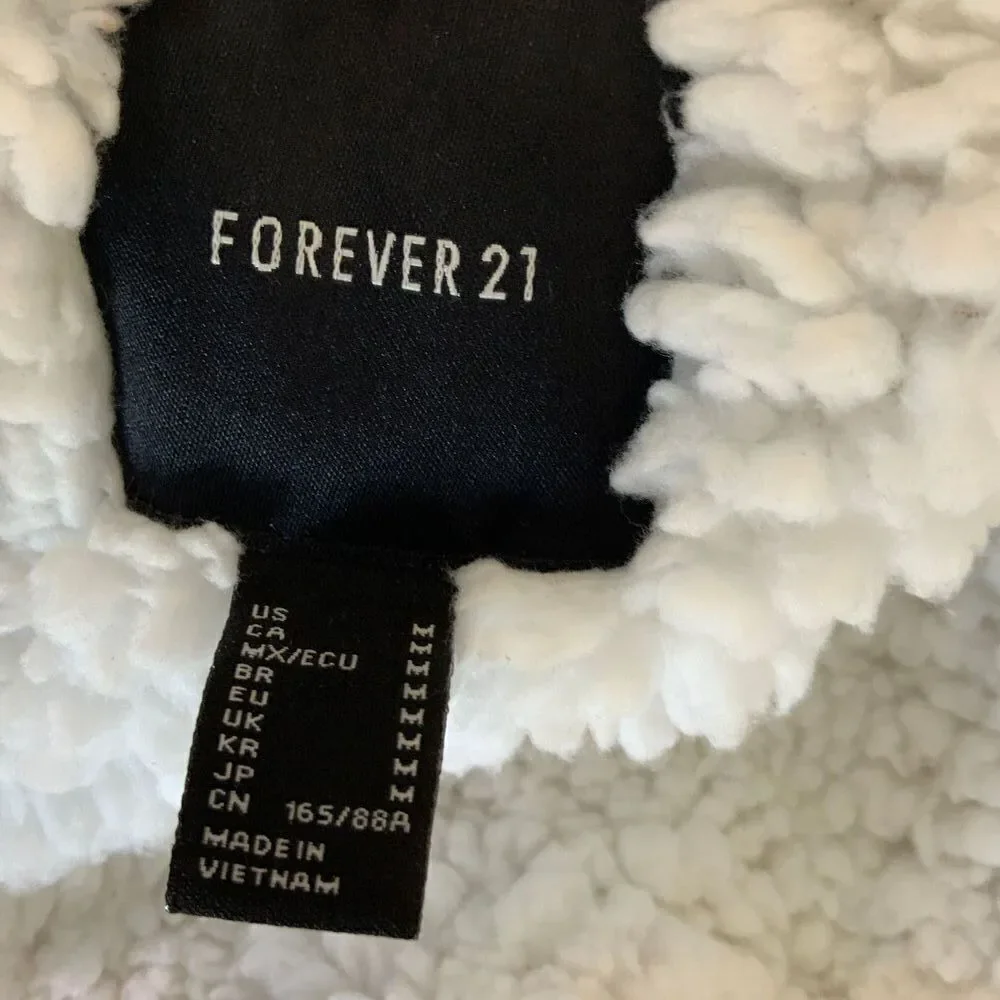 Forever 21 Tan Corduroy Sherpa Lined Trucker Jacket Size Medium‎